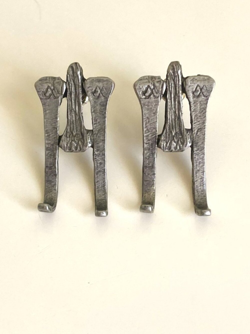 Distinctive brutalist earrings signed Patricia David